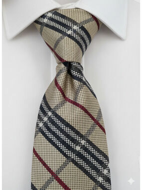 Tommy Hilfiger yellow blue red plaid Italian silk tie - 58" - preppy corpcore